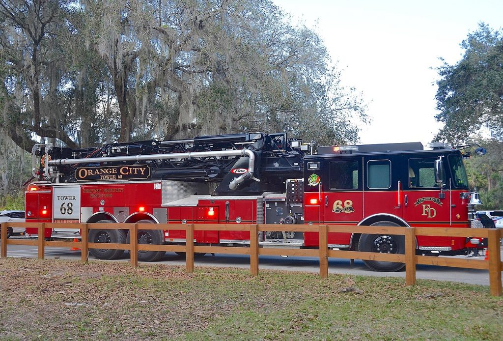 Pierce fire engine of the Orange City Fire Department, which staffs DeBary's fire stations
