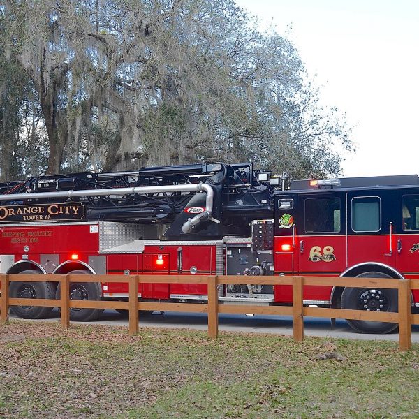 Pierce fire engine of the Orange City Fire Department, which staffs DeBary's fire stations